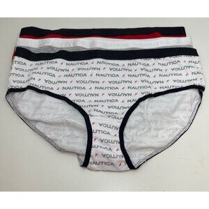 Nautica Womens Cotton Modal Bikini Briefs Size L 3 Pack Red/Grey/White WOT